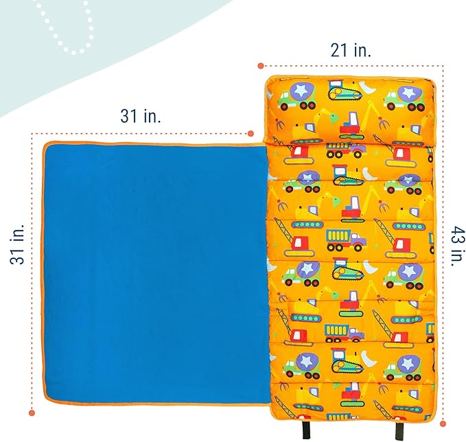 Wildkin 43-inch Kids Nap Mat – Soft Microfiber Toddler Sleeping Mat with Pillow