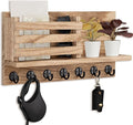 Lwenki Key Holder for Wall – Decorative Wooden Mail Holder and Key Shelf with Mounting Hardware, Installation Guide – Paulownia Wood with Metal Key Hooks (Wood, Extra Large - 15.6inch)