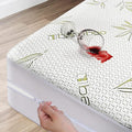 Bamboo Mattress Protector with Zipper - 100% Waterproof Queen Size Cooling Mattress Cover - Ultra Soft Jacquard Fabric Breathable Noiseless Mattress Pad Covers - Zippered Mattress Encasement