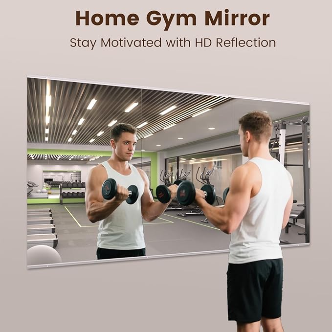 LOAAO Gym Mirror, 47.24"x29.53"-3 PCS Mirror for Gym, Flexible Combination, Tempered Glass, Gym Wall Mirror for Home Gym, Dance Studio, Yoga Room, Garage Gym, Workout Room