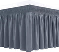Biscaynebay Wrap Around Bed Skirts for King & Cal King Beds 18" Drop, Dark Grey Adjustable Elastic Dust Ruffles Easy Fit Wrinkle Resistant Silky Luxurious Fabric Machine Washable