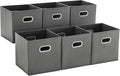MAX Houser Fabric Storage Bins Cubes Baskets Containers with Dual Plastic Handles for Home Closet Bedroom Drawers Organizers (Cattail Gray)