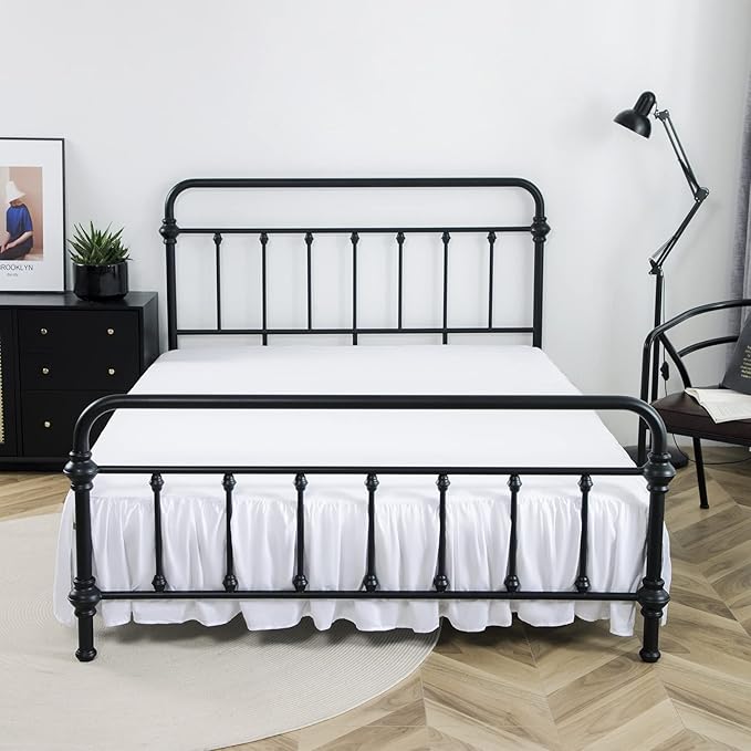 Bed Skirt Twin Size Ruffled Bed Skirt with Split Corners, 14 Inch Drop Dust Ruffle Bed Skirts with Platform, White