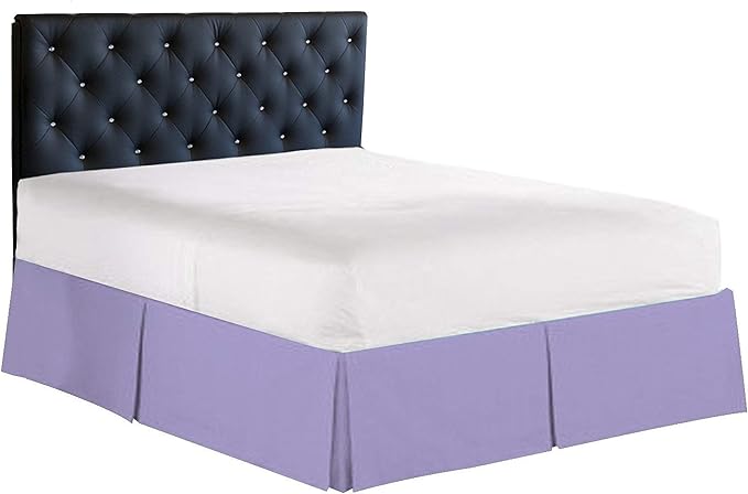Bed Skirt - 100% Cotton 800 Thread Count Box Pleated Bed Skirt - Luxury Pleated Dust Ruffle, Hotel Quality Modern Bed Skirt, Easy Fit with 12 Inch Tailored Drop, California King, Lilac