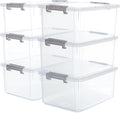 CITYLIFE 6 Packs 17 QT Plastic Storage Bins with Lids Large Stackable Storage Containers for Organizing Clear Storage Box for Garage, Closet, Classroom, Kitchen
