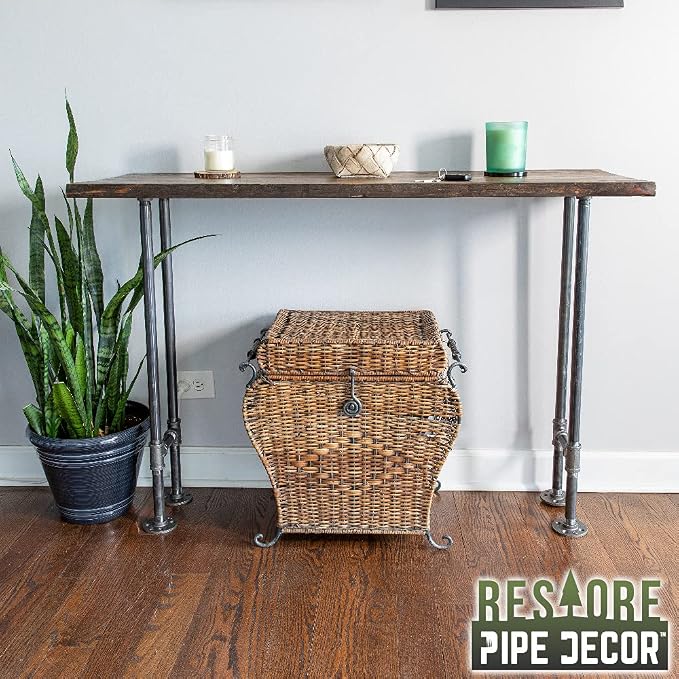 Restore by Pipe DÉCOR Live Edge Wood Console Table 48 in. x 16 in. x 34 in.