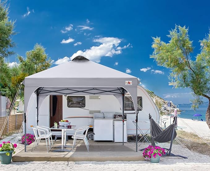 ABCCANOPY Outdoor Pop up Canopy Tent, 8x8 Instant Portable Canopy for Camping, Beach, Backyard, Gray