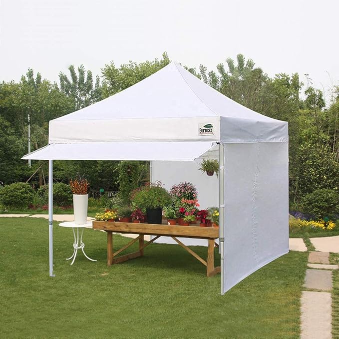Eurmax USA 10x10 Pop Up Canopy,Commercial Tent with Patented No-Tip Rolling Bag,30sqft Extension Awning & 4 Zippered Removable Walls,UV & Water Resistant,Heavy Duty Instant Shelter Gazebo,Red