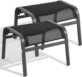 ONBRILL Outdoor Ottoman Foot Rest Set of 2, Textilene Fabric Outdoor Footstool
