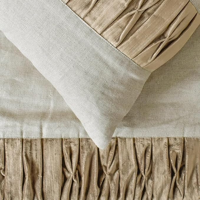 The HomeCentric King/Queen/Twin Brown Decorative Twin 53"x18" Bed Runner Without Pillow Cover, Patchwork, Pintucks Bed Scarf on Velvet Fabric - Cascade Pleats
