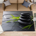 Zen Buddhism Rugs for Bedroom - 6x8 Area Rug - Black Zen Dianthus Leaf Rugs for Living Room, Meditation Yoga Rug, Washable Home Decor Carpet
