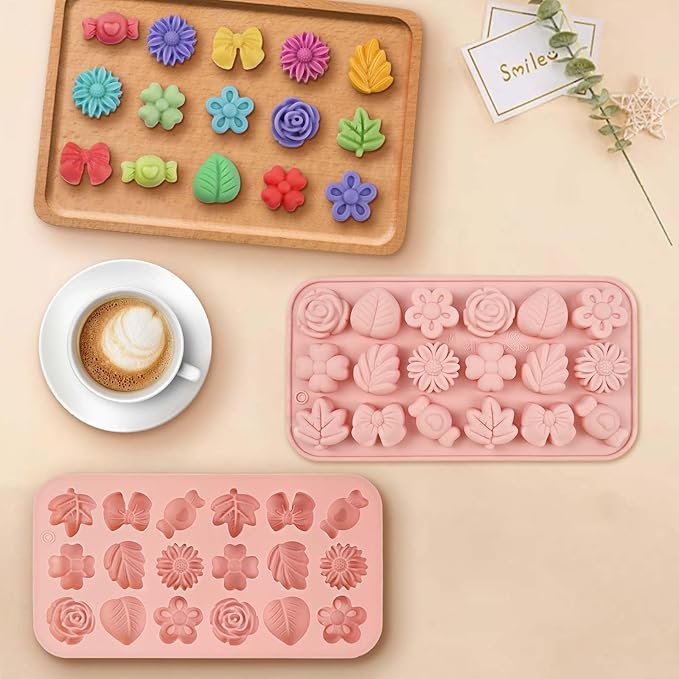 Flower Molds Silicone for Chocolate, Candy, 2 Pcs, 36-Cavity
