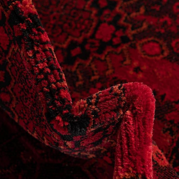 Unique Loom Tekke Collection Area Rug - Sheibani (3' 3" x 5' 3" Oval, Red/ Black)