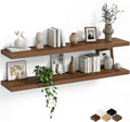 Fun Memories Floating Shelves for Wall, 48 Inch Long Set of 2 Rustic Wood Wall