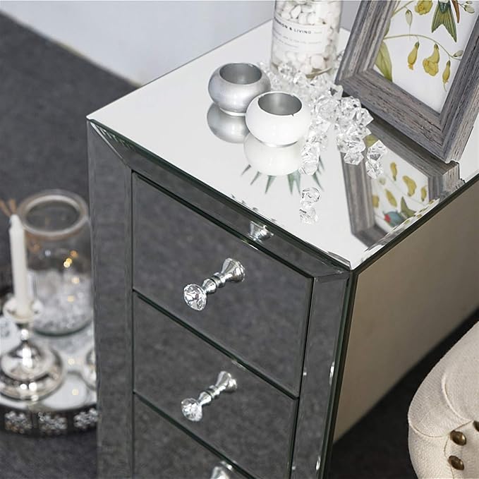 Mirrored End Table Modern Small Sofa Corner Table