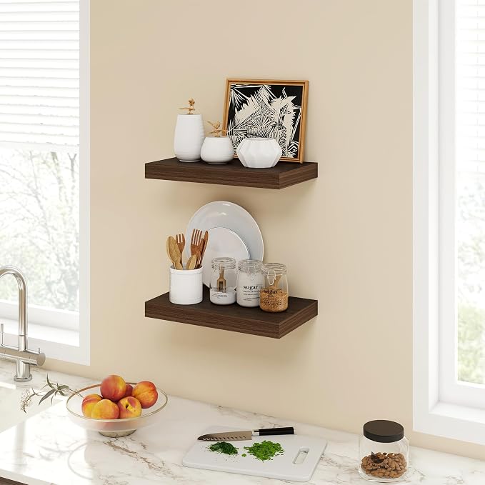 Acovy 16 Inch Floating Shelves, 9.3" Deep Floating Shelf Wall Mounted, Rustic