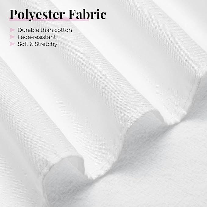 RIMELA Bed Skirting Queen Size White Bed Skirt 21 Inch Drop, Wrap Around Elastic Adjustable Bedskirt, Dust Ruffle for Bed Frame & Box Spring Soft Durable Fabric Machine Washable Easy to Install