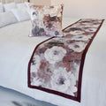 The HomeCentric King/Queen/Twin Purple Decorative King 90"x18" Bed Runner with Two Pillow Cover, Floral, Roses, Bead Embroidery & Handmade Bed Scarf on Jacquard Fabric - Wood Rose