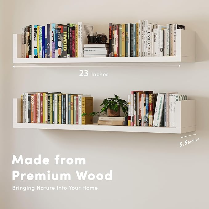 Wall Bookshelf, U Shaped Floating Bookshelf, Hanging Bookshelves
