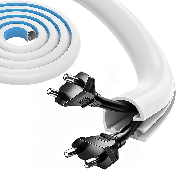 Grotheory 39" Cord Hider for 2-3 Cable, Self-Adhesive Cord Covers for Wires on Wall, Silicone Wire Cover for Wall Mounted TV, Paintable Cable Management for Home & Office, White