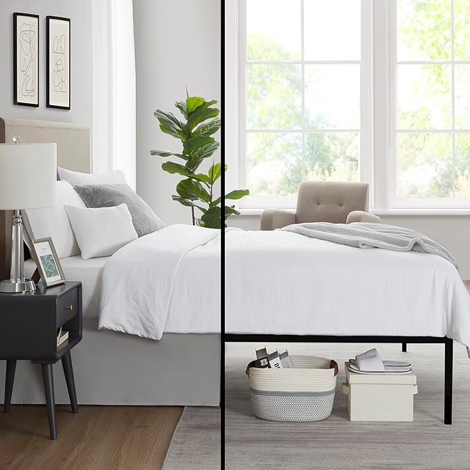 Nestl Silver Full XL Bed Skirt - Full XL Size Bed Skirt 14 Inch Drop - Brushed Microfiber Bed Skirts - Hotel Quality Pleated Bed Skirt - Shrinkage & Fade Resistant