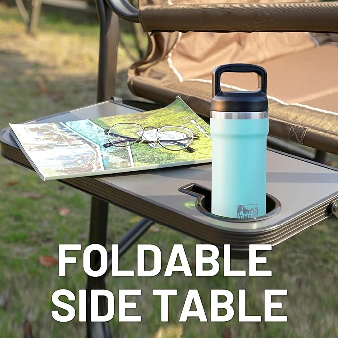 TIMBER RIDGE XXL Upgraded Oversized Directors Chairs with Foldable Side Table, Detachable Side Pocket, Heavy Duty Folding Camping Chair up to 600 Lbs Weight Capacity (Brown) Ideal Gift, 2 Pack