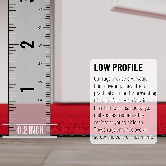 Ottomanson 4' x 6'6" Mud Mat Area Rug Scraper Carpet - Non-Slip, Dirt Trapping for Indoor & Outdoor Use - Ideal for Entryway, Garage, Kitchen, Patio & High-Traffic Areas, Red