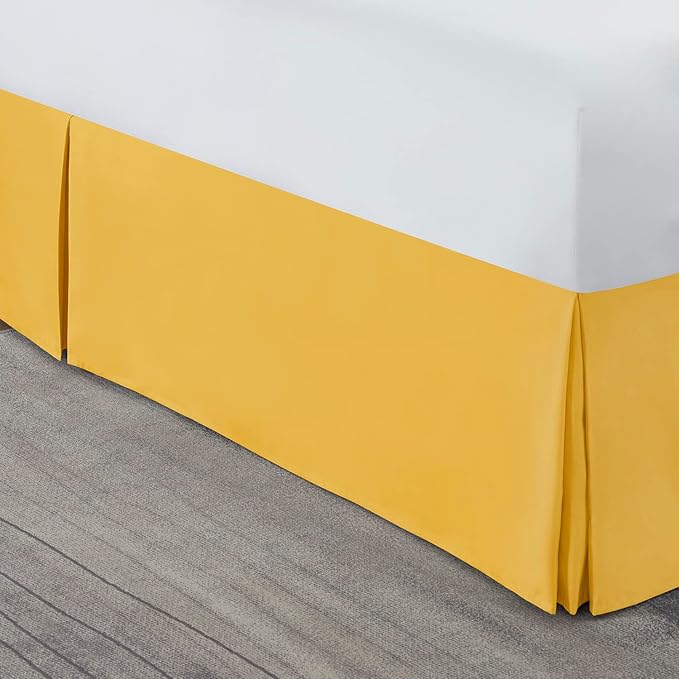Nestl Yellow Twin XL Bed Skirt - Twin XL Size Bed Skirt 14 Inch Drop - Brushed Microfiber Bed Skirts - Hotel Quality Pleated Bed Skirt - Shrinkage & Fade Resistant