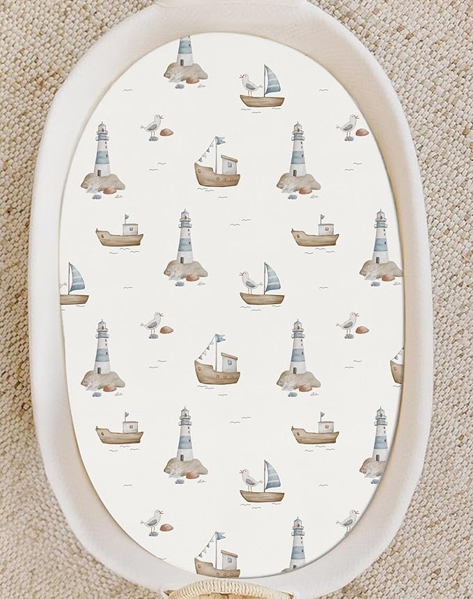 Bassinet Sheets for Baby Girls Boys 2 Pack, Fitted Baby Mattress Sheet for Rectangle, Oval, Hourglass Bassinet Mattress, Breathable Cozy & Universal Fit (Sage Trail)