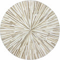 Faux Cowhide Round Area Rug | Non-Slip Leather Floor Carpet for Living Room, Bedroom, and Home Décor | Modern Stylish Accent Rug(Beige_7x7)