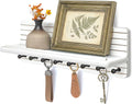 Rebee Vision Rustic Key Holder Wall Mount for Home Decor – Modern Key Hook with 8 Sturdy Hooks & Floating Shelf – Chic Wall Organizer for Entryway, Living Room, or Kitchen Decor(White)