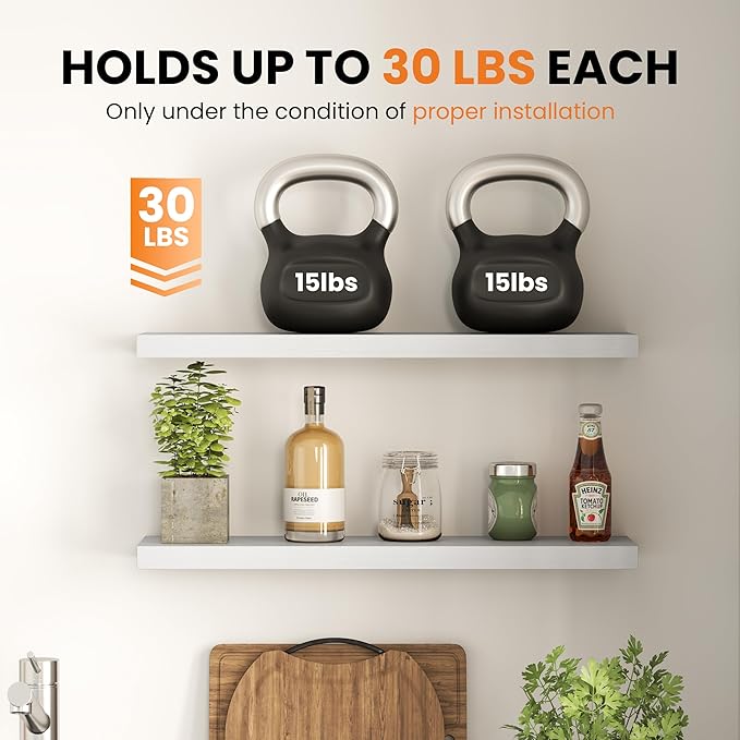 Fun Memories Floating Shelves for Wall, 24 Inch Set of 2 Rustic Wood Wall