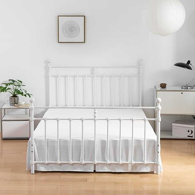 Full Bed Skirt - Full Size Bed Skirt 12 Inch Drop with Split Corners, Pleated Waffle Weave Bed Skirt, Tailored Dust Easy Fit, Machine Washable (White, Full - 12" Drop)