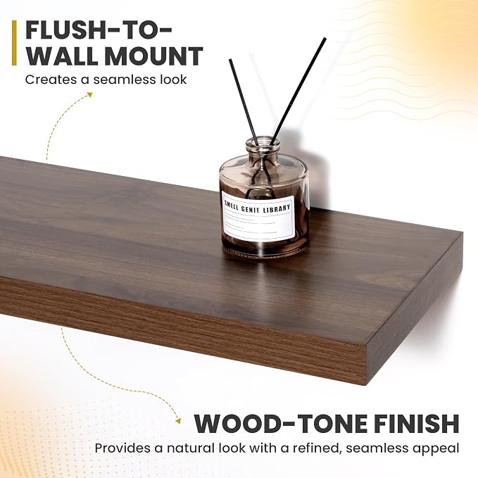 Acovy 16 Inch Floating Shelves, 9.3" Deep Floating Shelf Wall Mounted, Rustic
