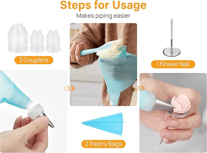 Kootek 54 Piping Bags and Tips Set Frosting Piping Kit for Beginners & Pros