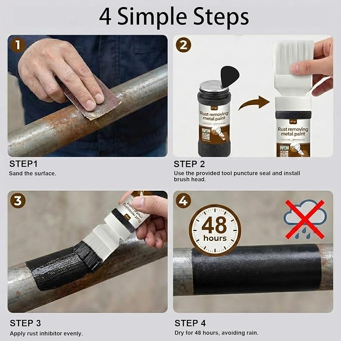 Black 2-in-1 Rust Converter & Touch Up Paint, 6.35 Fl oz, Rust Inhibitor &
