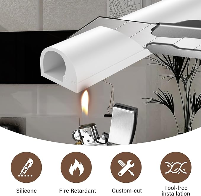 Cord Hider for Wall Mounted TV,78" One Cable Cover with Side Open, Flexible Silicone Wire Raceway Management,Self-Adhesive Cord Organizer,Wire Concealer Channel, White