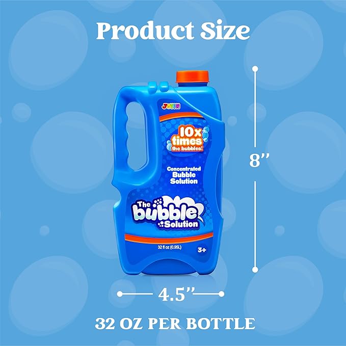 JOYIN 2 Bottles Bubbles Refill Solutions 64 oz (up to 5 Gallon), Concentrated Solution for Bubble Machine, Gun, Wand Refill Fluid Summer, Easter Toys(Blue)