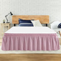 Twin Bed Skirt, Elastic Wrap Around Bed Skirt Twin Size, Bed Skirts for Adjustable Bed, Easy Fit with 18" Drop Length Tailored Drop Dust Ruffle (Pink)