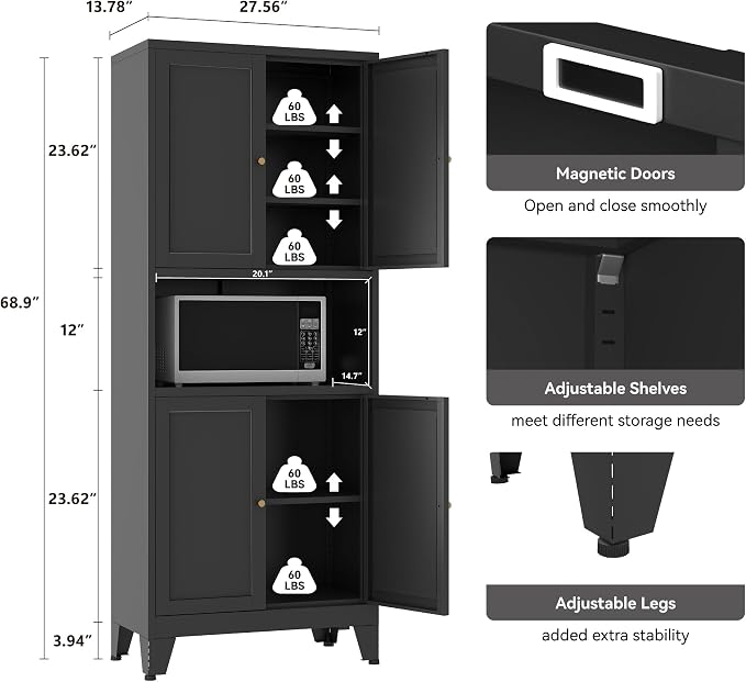 YAUWOH 69" Tall Metal Pantry Cabinet