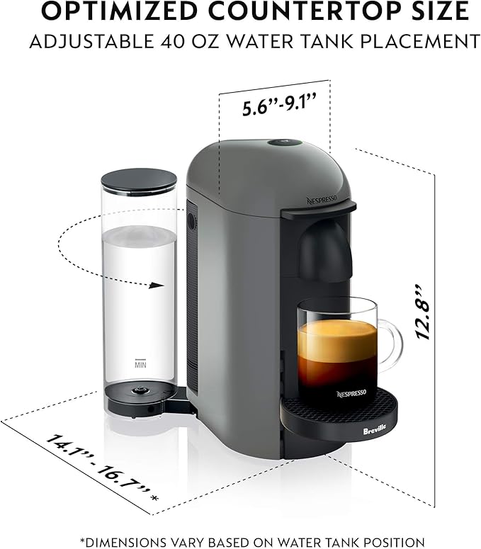 Nespresso Vertuo Plus Coffee and Espresso Maker by Breville, Grey