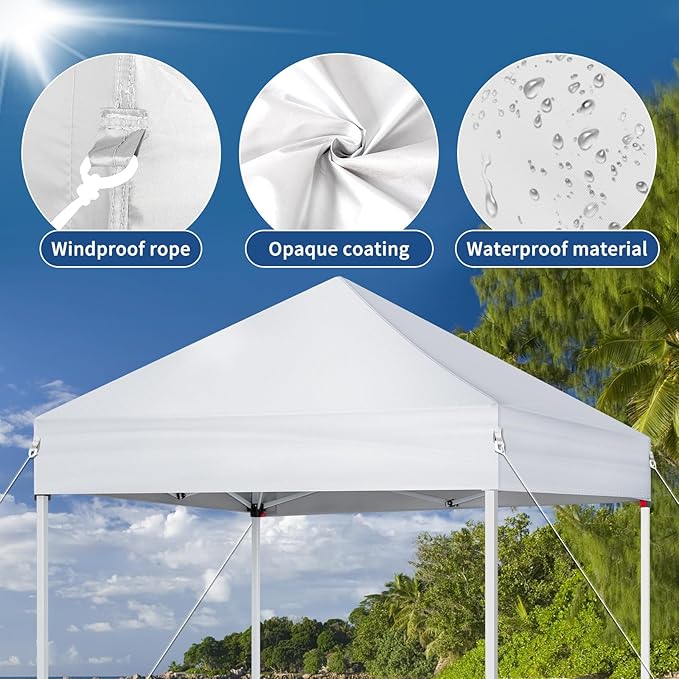 VINGLI 5x5 Pop Up Canopy Tent with Sidewalls, Outdoor Gazebo Canopy Tent, Patio Event Tents Outdoor Event Shelter for Parties (White)