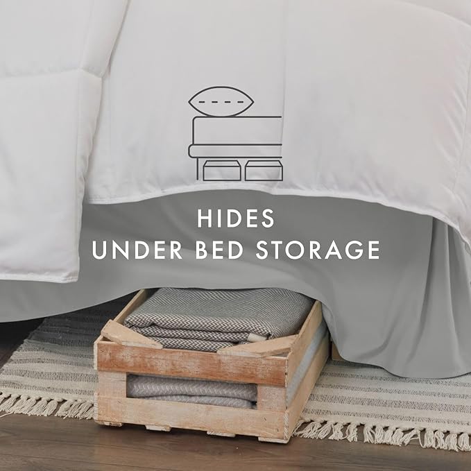 Linen Market Pleated Bed Skirt, Twin X-Large, Light Gray