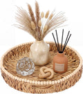 Round Wicker Tray 16'' Water Hyacinth Woven Tray with Handles Decorative Large Serving Trays for Coffee Table for Kitchen, Living Room, Bedroom Home Decor(Water Hyacinth)