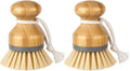 MR.SIGA Dish Brush with Bamboo Handle Built-in Scraper, Pack of 2