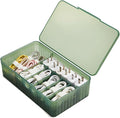 Cable Organizer Box Extra Wide, Travel Charger Cord Earphone Storage Case with Lid (Dark Green)