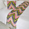The HomeCentric King/Queen/Twin Pink & Purple Luxury CA King 86"x18" Bed Runner with Two Pillow Cover, Chevron, Quilted Bed Scarf on Velvet Fabric - Artful Chevron