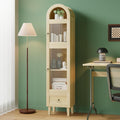 71" Tall Arched Cabinet with Acrylic Door, Modern Curio Arched Bookcase W/Drawer