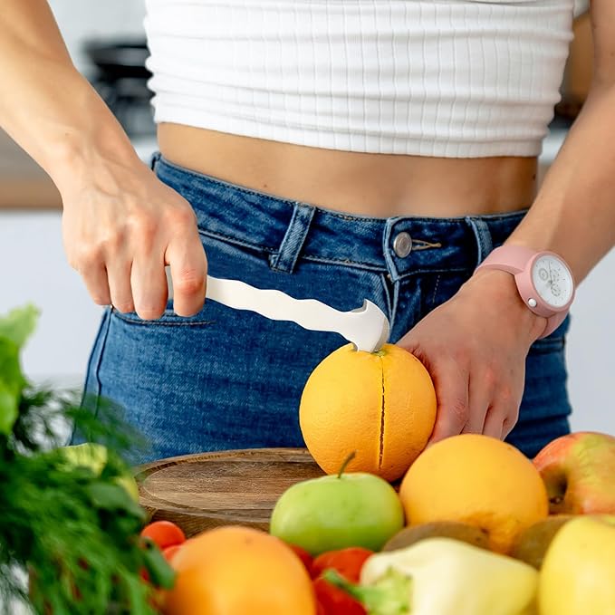 iziusy 2 Pcs Stainless Steel Orange Peeler Citrus Peeler Fruit Remover Opener Ergonomic Safe Cutter & Slicer Tool for Grapefruits, Lemons