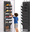 Over the Door Shoe Organizer, Hanging Shoe Rack for Closet with 16-20 Pairs Capacity, Foldable Storage for Shoes, Boots, Sneakers, for Dorm Room, Apartment, Small Spaces（Black